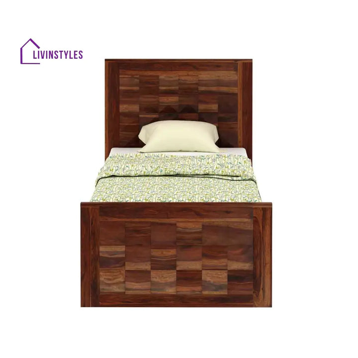 Georgina Solid Sheesham Wood Single Bed Without Storage (Natural Finish) Bed