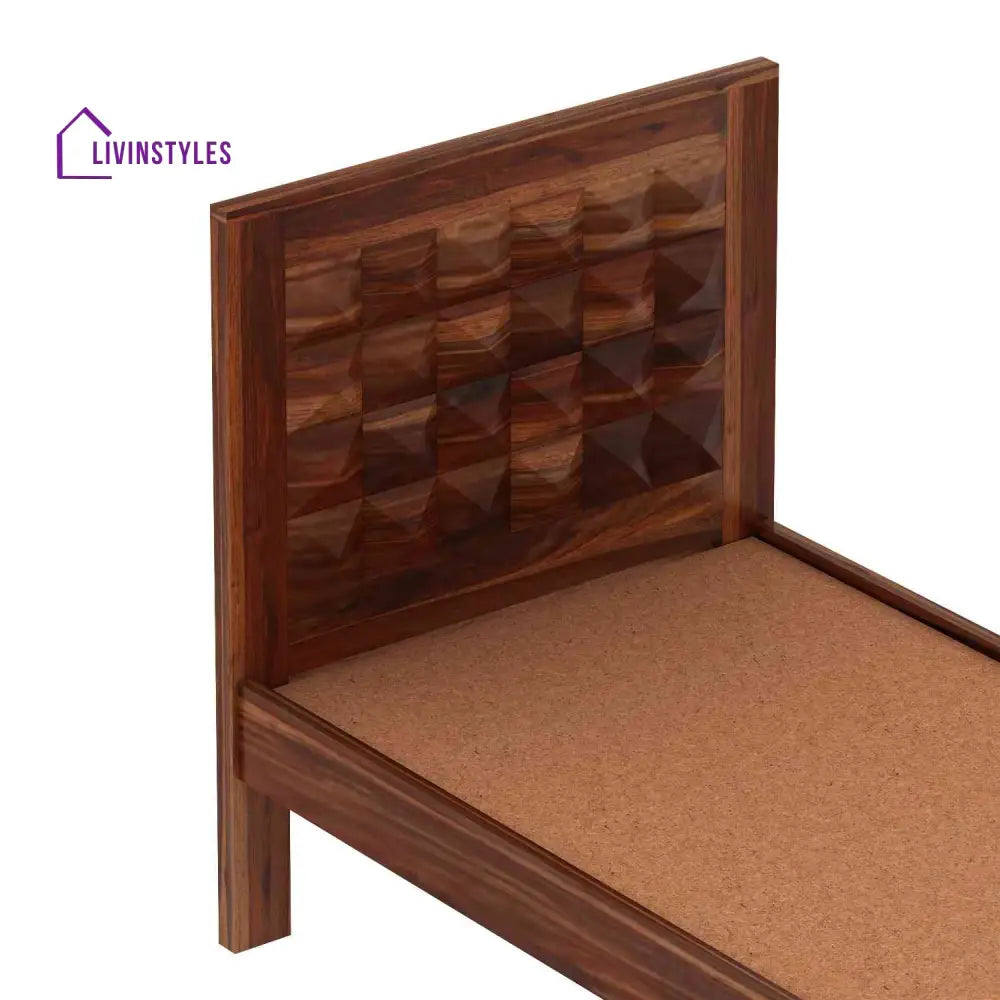 Georgina Solid Sheesham Wood Single Bed Without Storage (Natural Finish) Bed