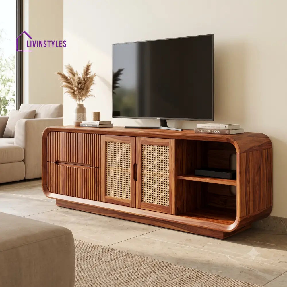 Geraldine Solid Sheesham Wood Tv Unit for Living Room | Tv Cabinet | Tv Console Unit