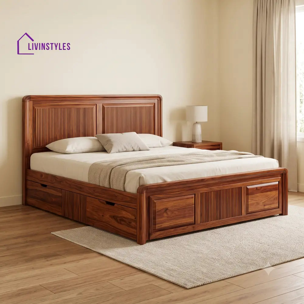 Gerard Premium Wooden Bed with Drawer Storage | King Size Bed & Queen Size Bed Online