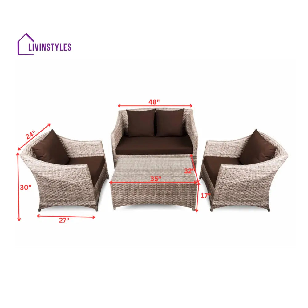 Gerardo Outdoor Sofa Set 2 Seater 2 Single seater 1 Center table (Seashell) - Sofa Sets