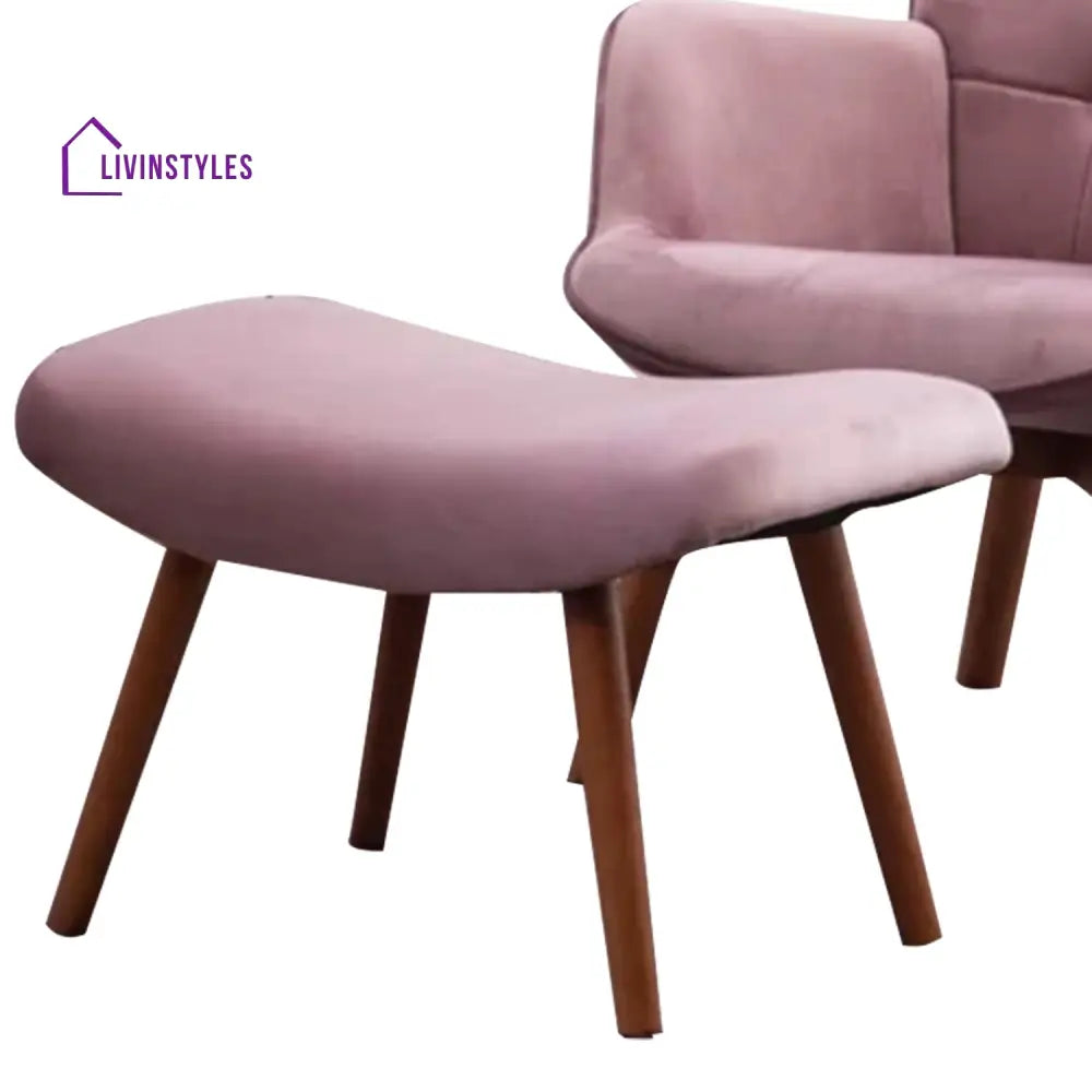Gerasim Comfortable Velvet Accent Chairs With Ottoman Footrest Pink Furniture