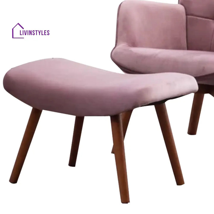 Gerasim Comfortable Velvet Accent Chairs With Ottoman Footrest Pink Furniture
