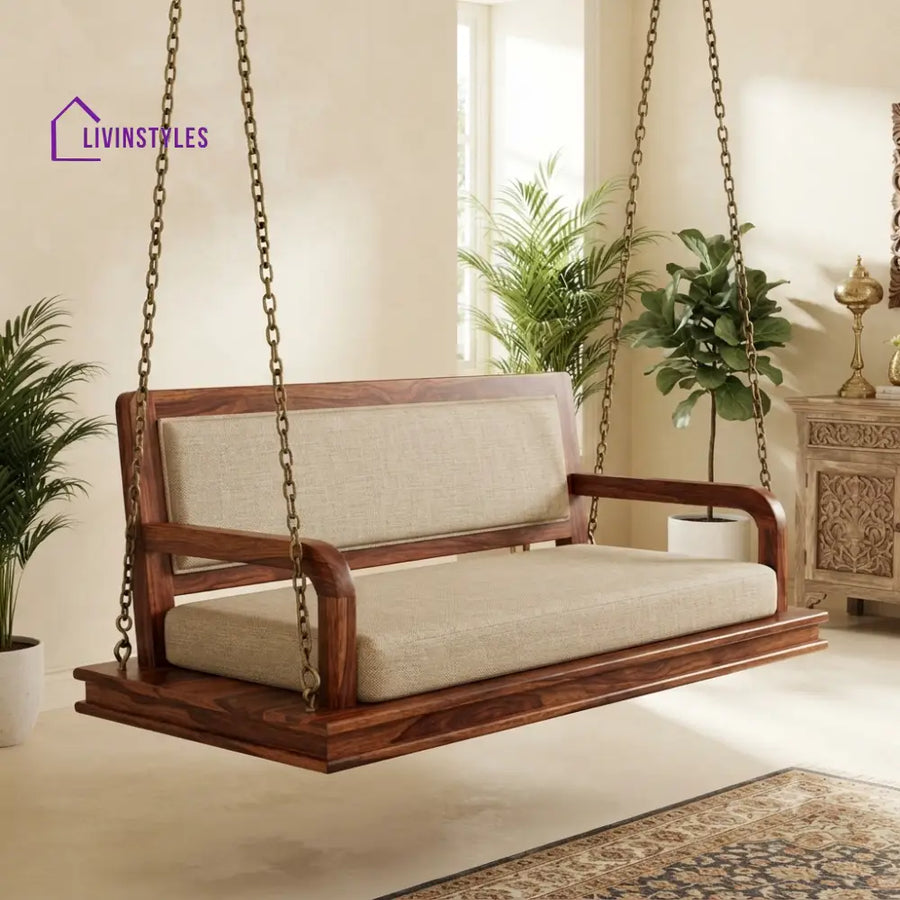Germain 2 Seater Wooden Swing for Home | Wooden Jhula for home