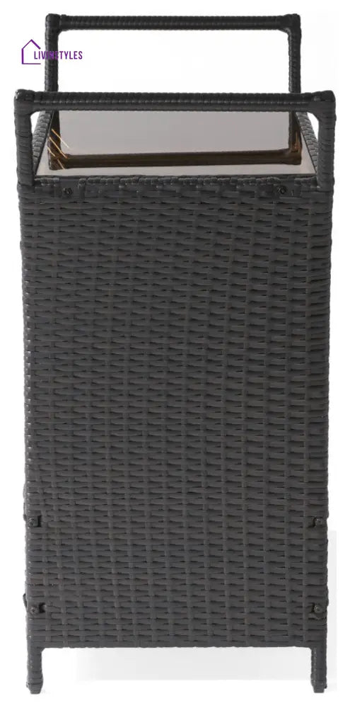 Gerrit Outdoor Patio Bar Serving Cart (Dark Brown) - Wicker