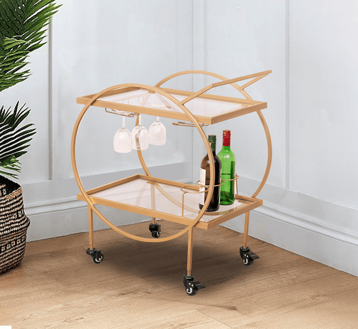 Alma 2-Tier Clear Glass Bar Trolley