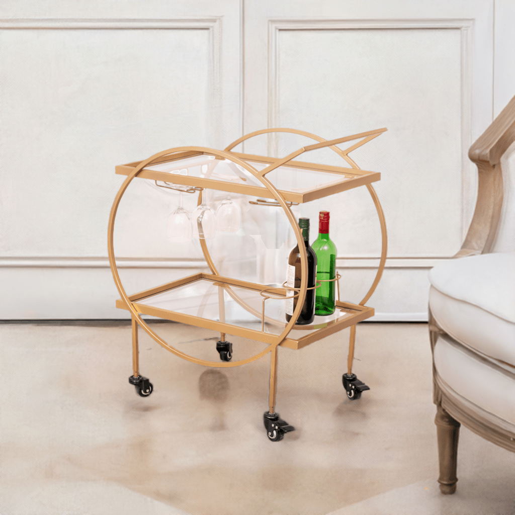 Alma 2-Tier Clear Glass Bar Trolley
