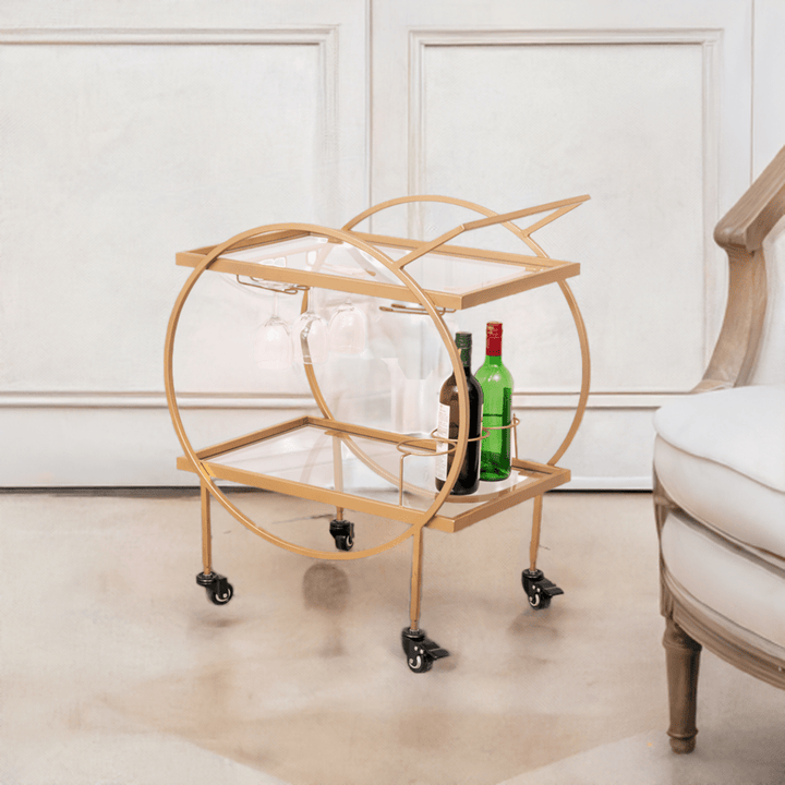 Alma 2-Tier Clear Glass Bar Trolley