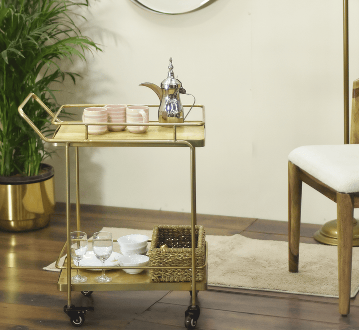 Amanda 2-Tier Wooden Shelving Serving Trolley