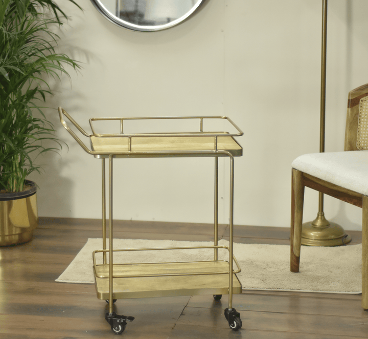 Amanda 2-Tier Wooden Shelving Serving Trolley