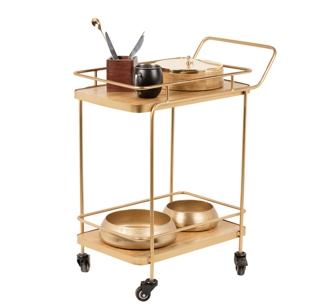 Amanda 2-Tier Wooden Shelving Serving Trolley