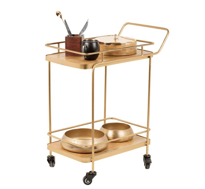 Amanda 2-Tier Wooden Shelving Serving Trolley