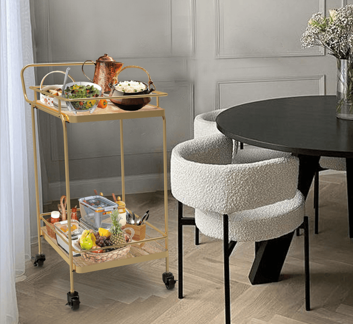 Amanda 2-Tier Wooden Shelving Serving Trolley