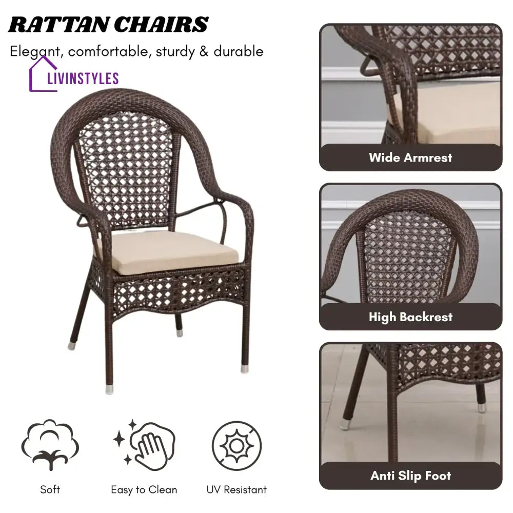 Ghazal Outdoor All-Weather Resistant Rattan Wicker 7-Piece Dining Set - Dining Set