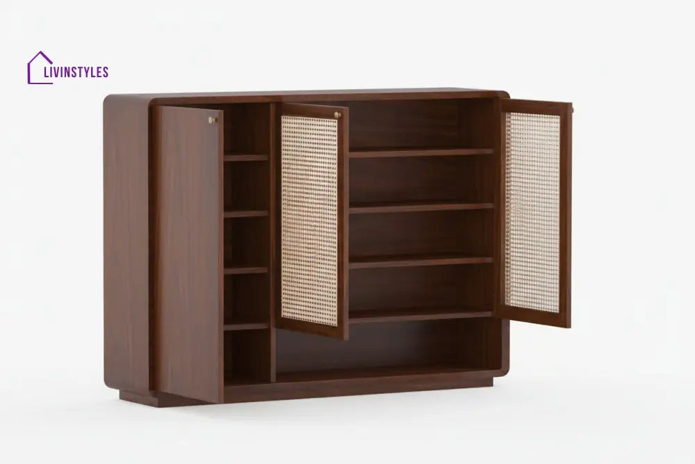 Giahan Acacia Wood Cane Shoe Rack