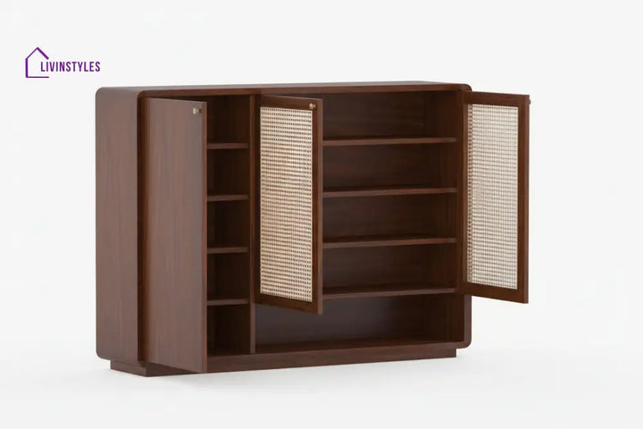 Giahan Acacia Wood Cane Shoe Rack