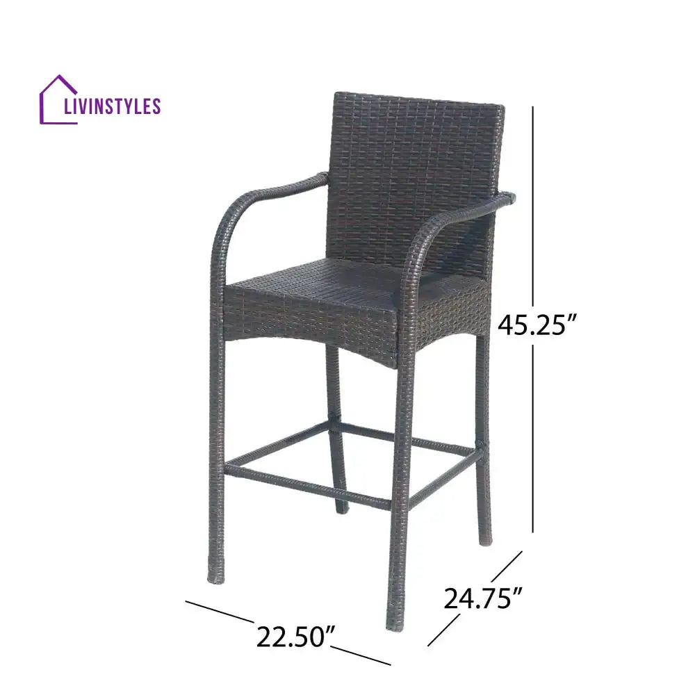 Gian Outdoor Patio Bar Chair 2 Chairs For Balcony (Brown) - Bar Sets