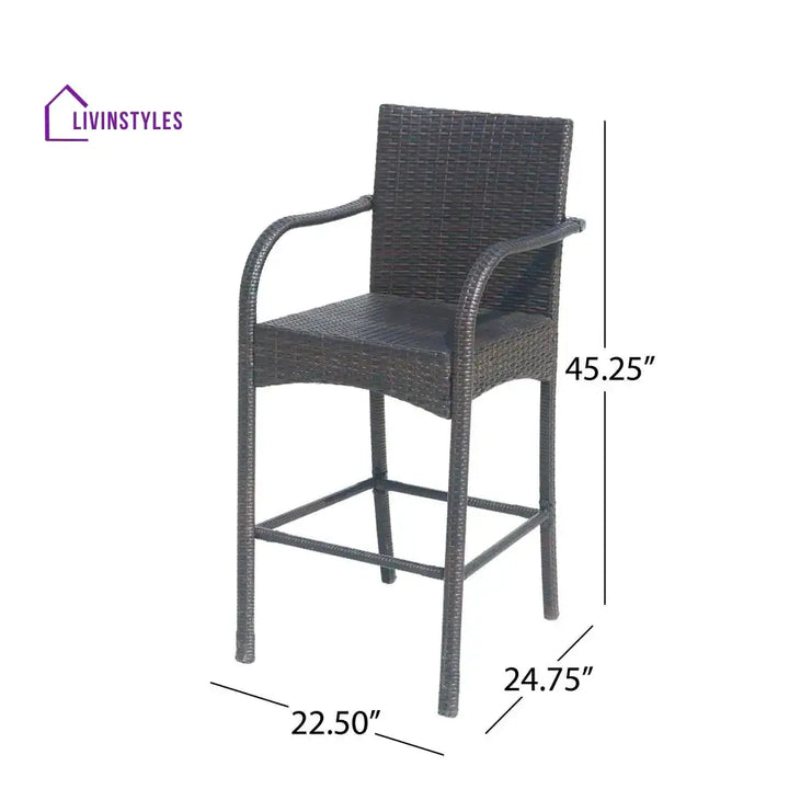 Gian Outdoor Patio Bar Chair 2 Chairs For Balcony (Brown) - Bar Sets