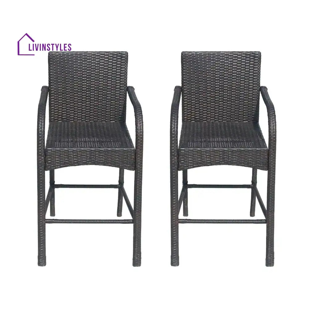 Gian Outdoor Patio Bar Chair 2 Chairs For Balcony (Brown) - Bar Sets