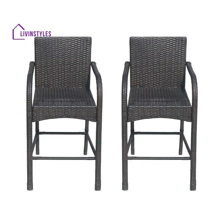 Gian Outdoor Patio Bar Chair 2 Chairs For Balcony (Brown) - Bar Sets