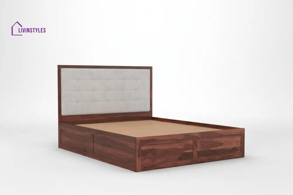 Giang Sheesham Wood Bed with Box Storage King Size - Grey