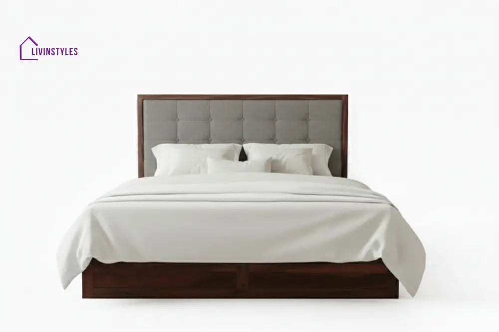 Giang Sheesham Wood Bed with Box Storage King Size - Grey