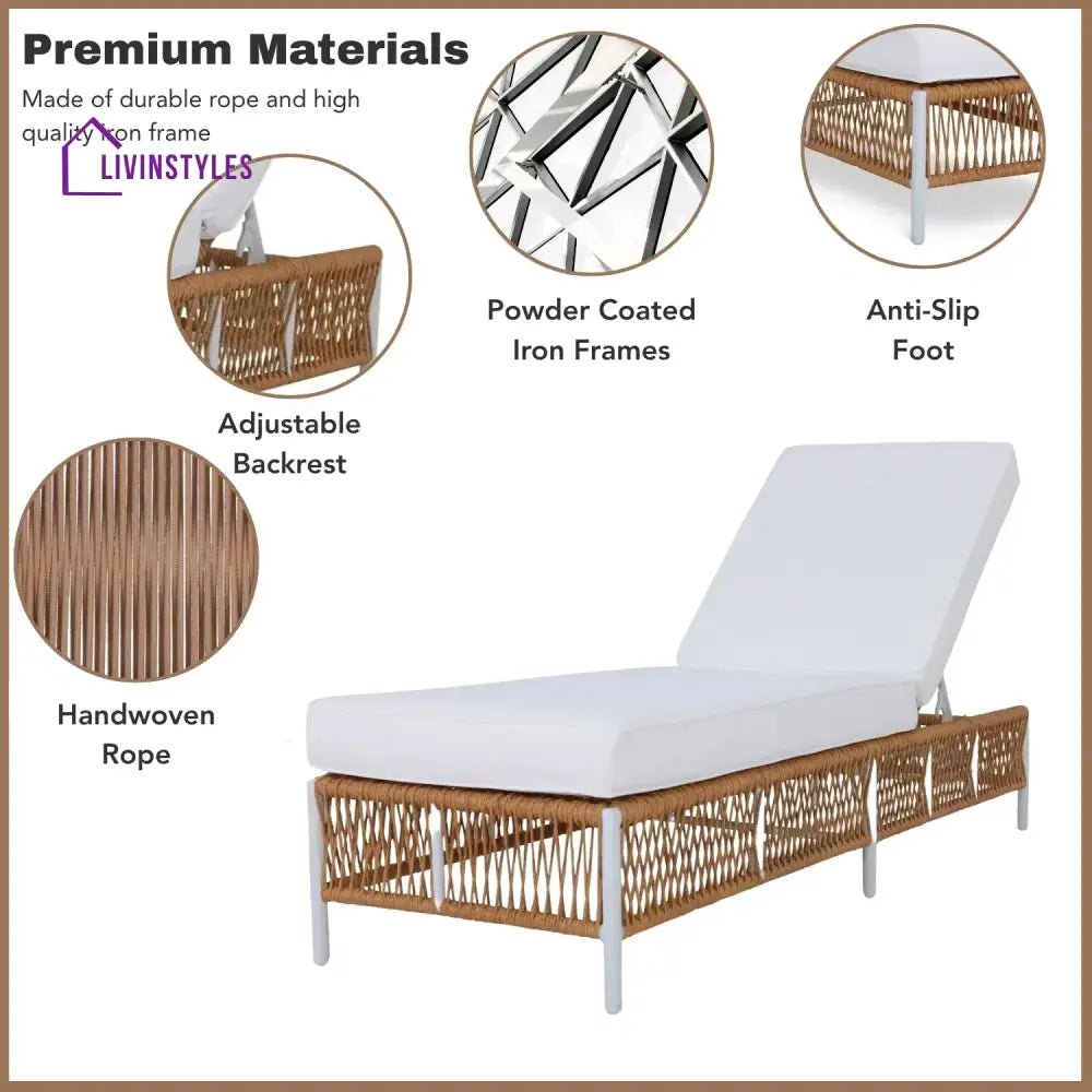 Giavanna Outdoor Rope Lounge Chairs Set of 2 with Thick Cushions - Lounger Set