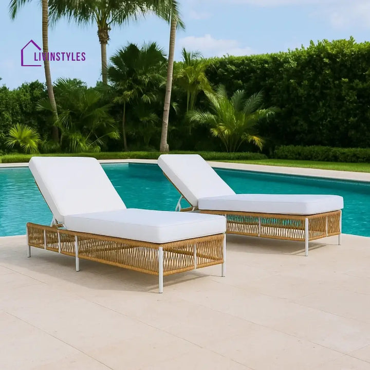 Giavanna Outdoor Rope Lounge Chairs Set of 2 with Thick Cushions - Lounger Set