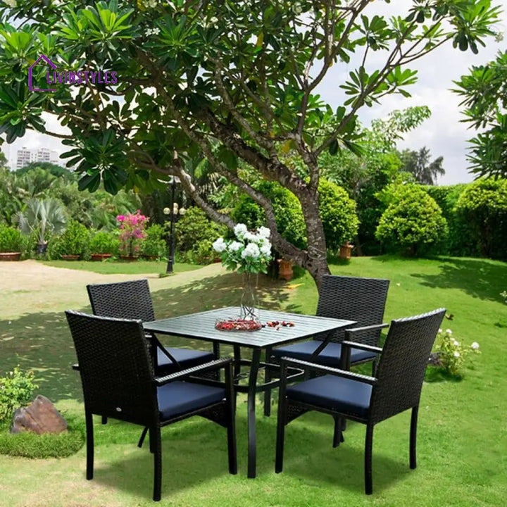 Giordano Outdoor Patio Dining Set 4 Chairs and 1 Table (Black) - Dining sets