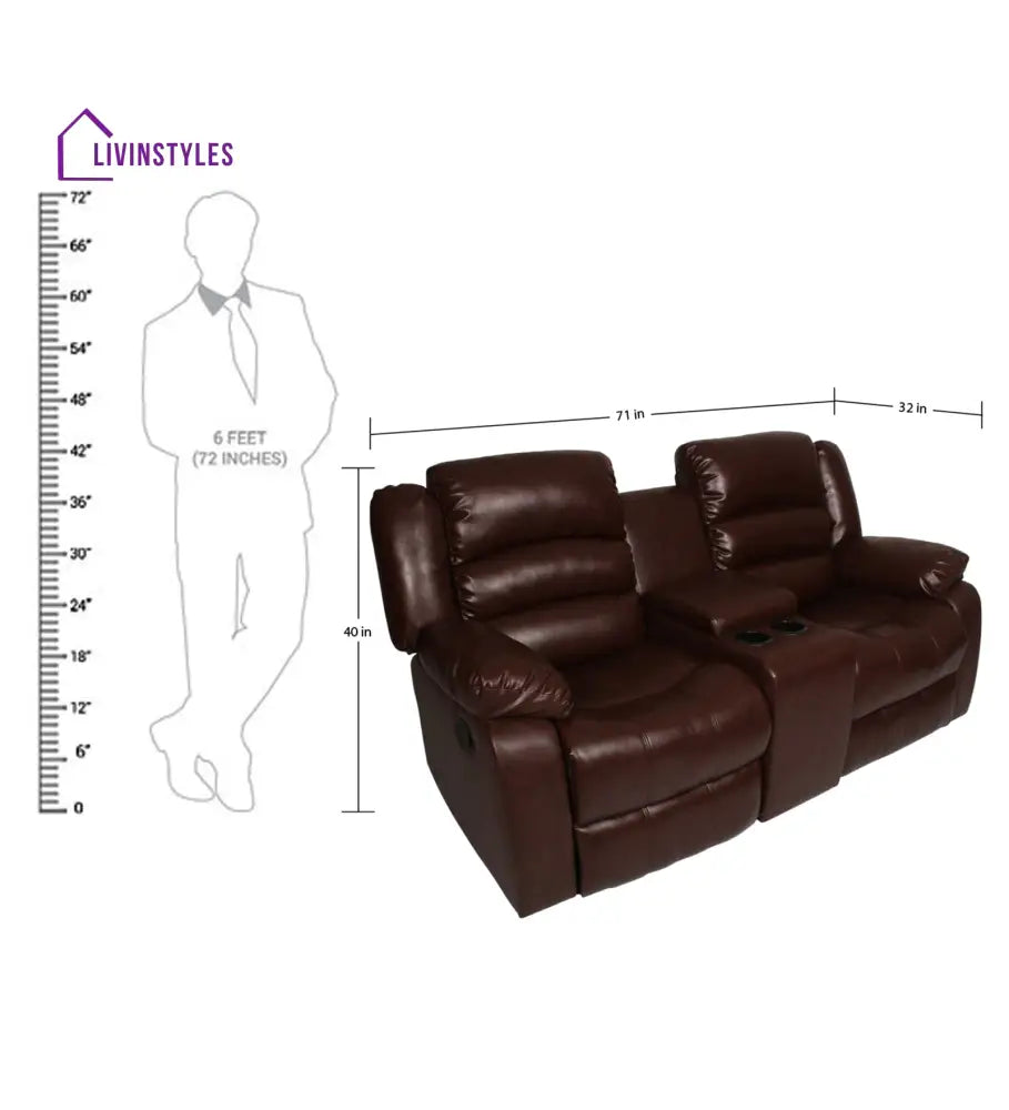 Burdy Leatherette 2 Seater Motorized Recliner In Wine Brown Colour Recliner