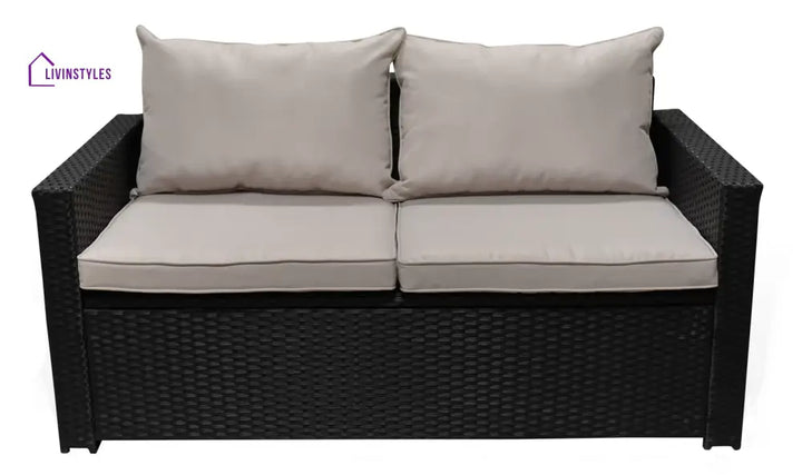 Girolamo Outdoor Sofa Set 2 Seater and 1 Center Table (Black + Beige) - Sofa Sets