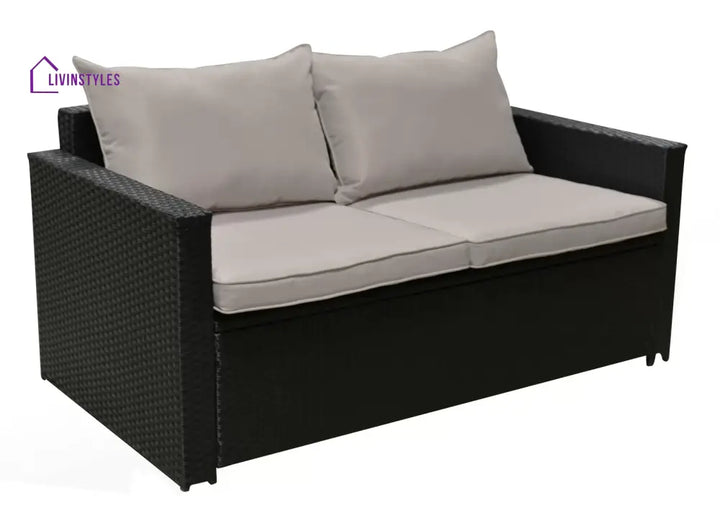 Girolamo Outdoor Sofa Set 2 Seater and 1 Center Table (Black + Beige) - Sofa Sets