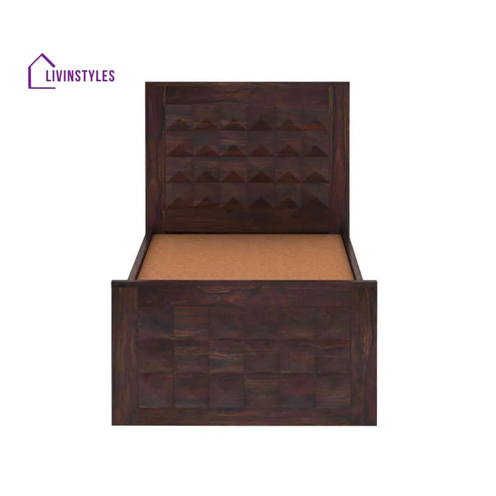 Gisela Solid Sheesham Wood Single Bed Without Storage (Walnut Finish) Bed
