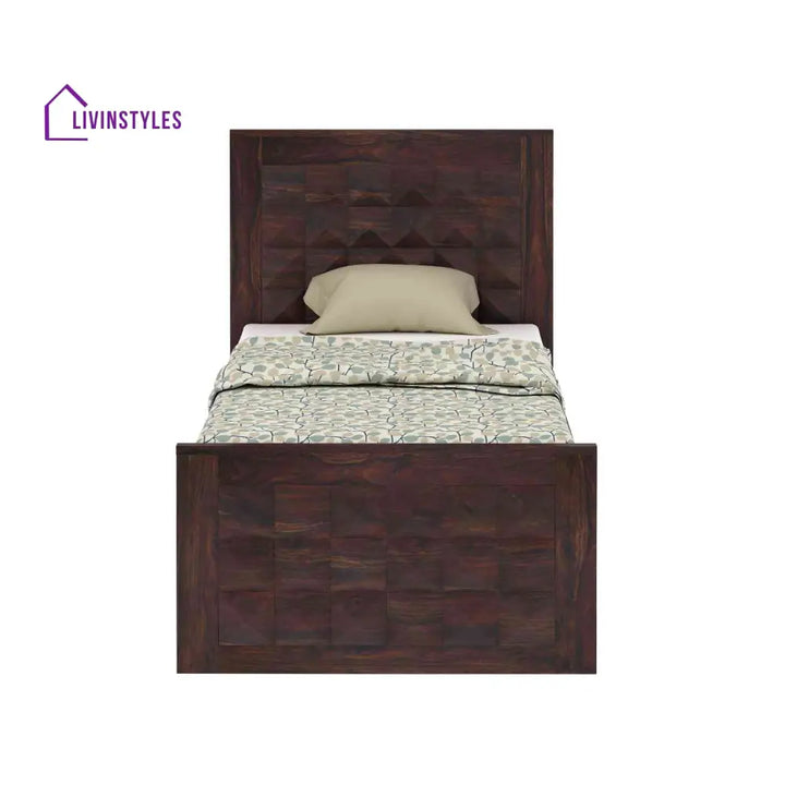 Gisela Solid Sheesham Wood Single Bed Without Storage (Walnut Finish) Bed