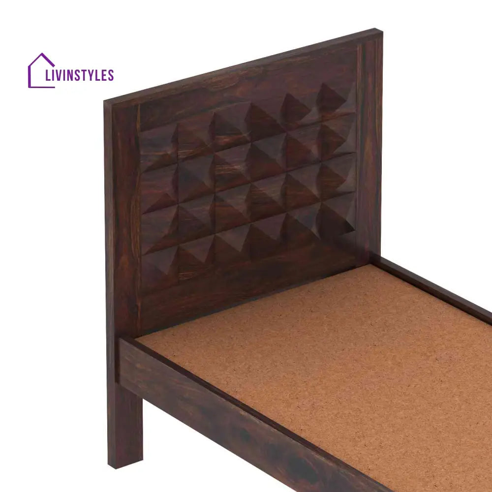 Gisela Solid Sheesham Wood Single Bed Without Storage (Walnut Finish) Bed