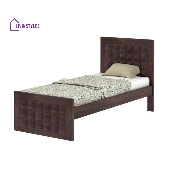 Gisela Solid Sheesham Wood Single Bed Without Storage (Walnut Finish) Bed