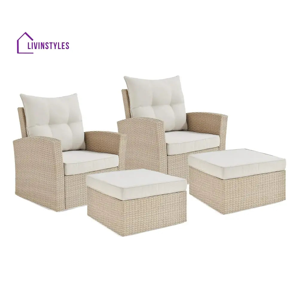 Gisla Outdoor Rattan Wicker 4-Piece Patio Sofa Set - Patio Sofa Set