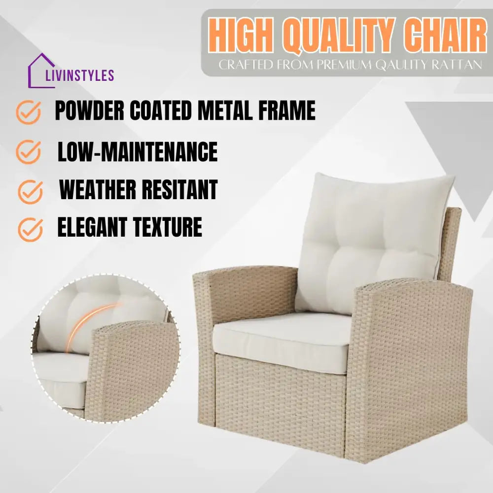 Gisla Outdoor Rattan Wicker 4-Piece Patio Sofa Set - Patio Sofa Set