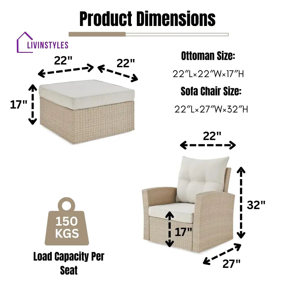Gisla Outdoor Rattan Wicker 4-Piece Patio Sofa Set - Patio Sofa Set
