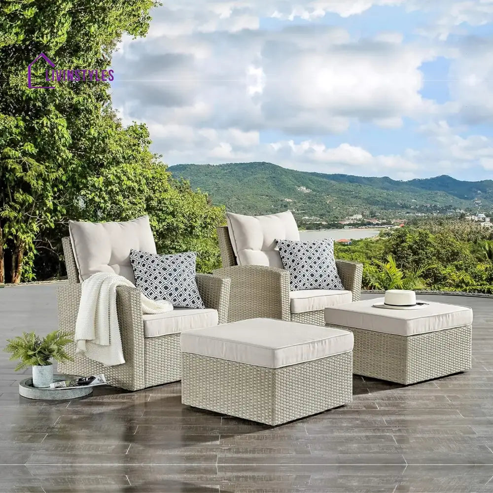 Gisla Outdoor Rattan Wicker 4-Piece Patio Sofa Set - Patio Sofa Set