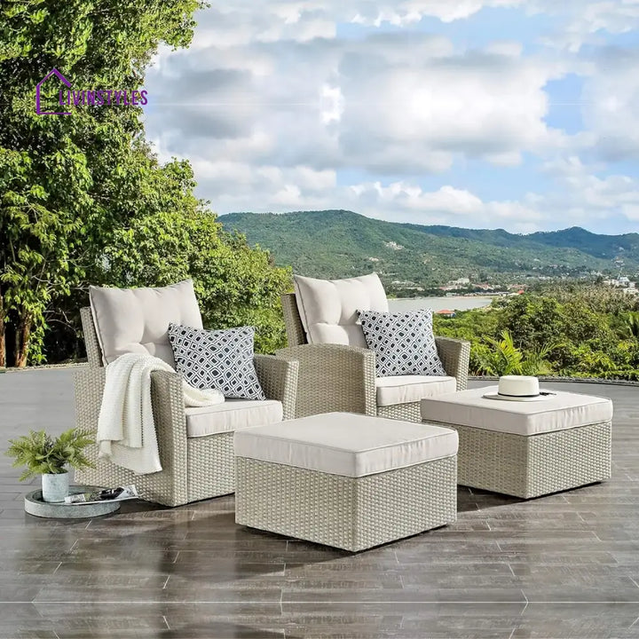 Gisla Outdoor Rattan Wicker 4-Piece Patio Sofa Set - Patio Sofa Set