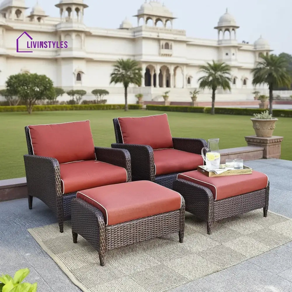 Gitali Outdoor 4 Piece Patio Wicker Furniture Set - Patio Sofa Set