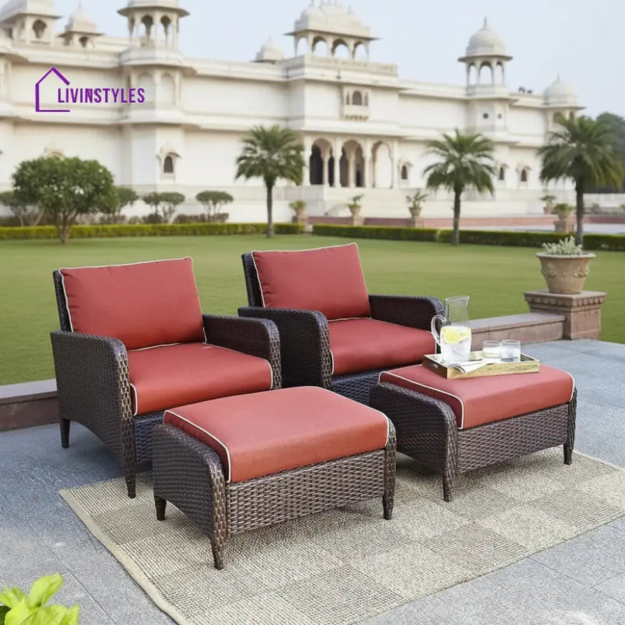 Gitali Outdoor 4 Piece Patio Wicker Furniture Set - Patio Sofa Set