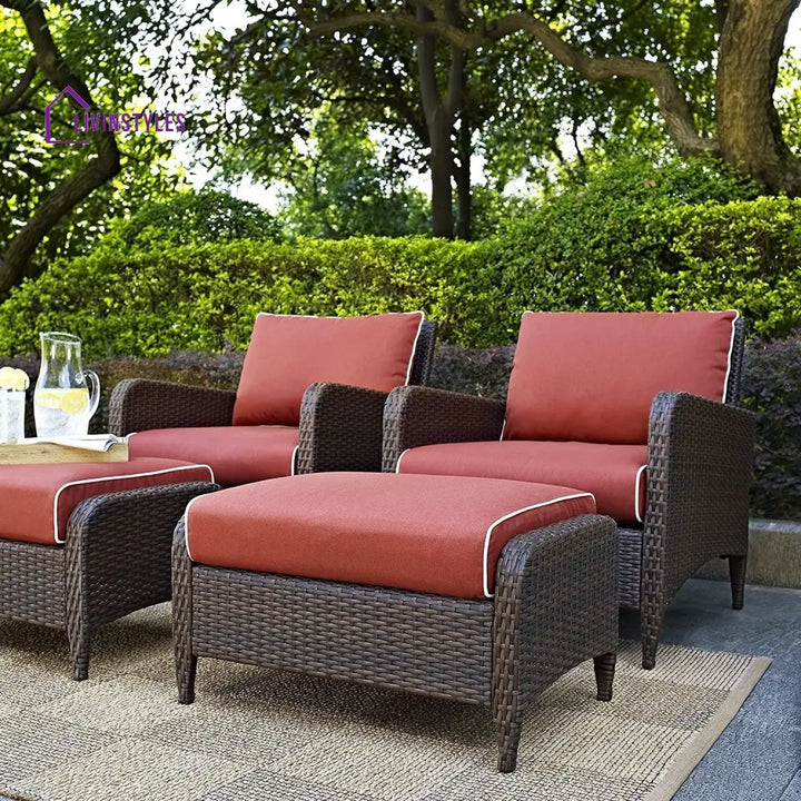 Gitali Outdoor 4 Piece Patio Wicker Furniture Set - Patio Sofa Set