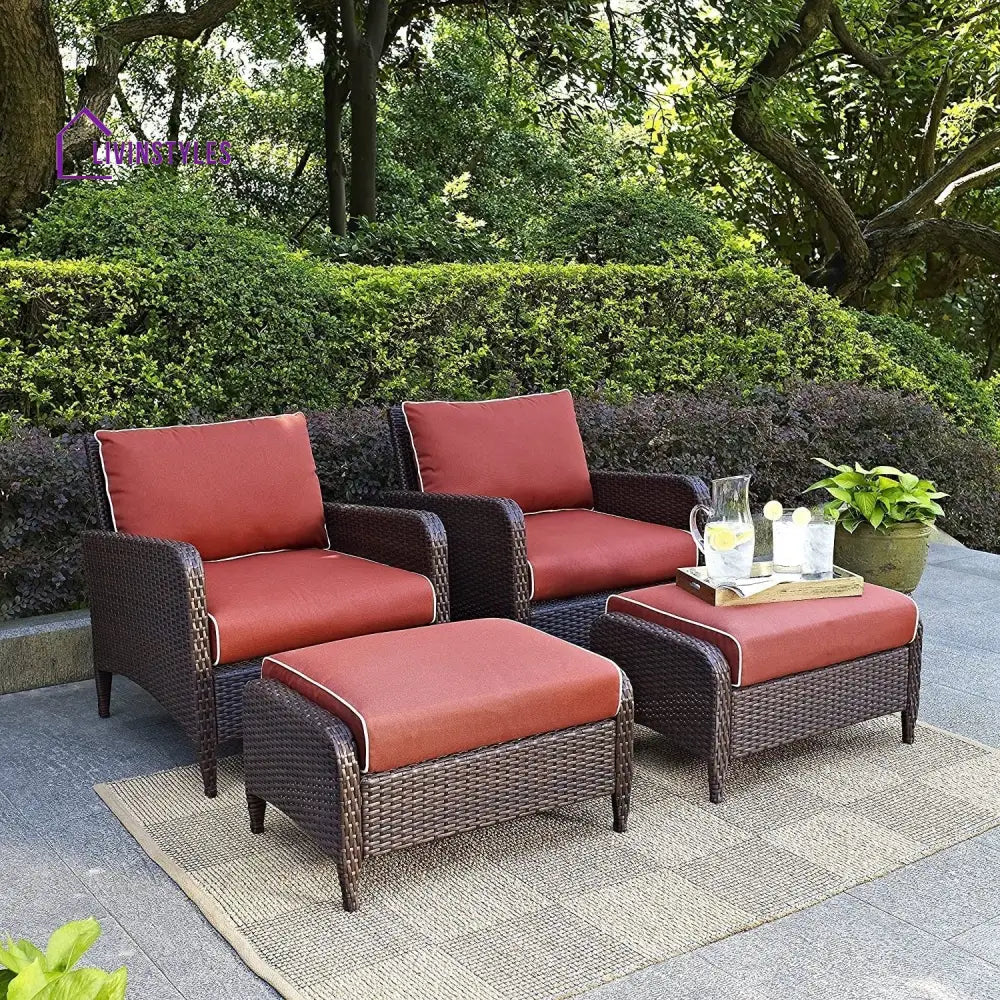 Gitali Outdoor 4 Piece Patio Wicker Furniture Set - Patio Sofa Set