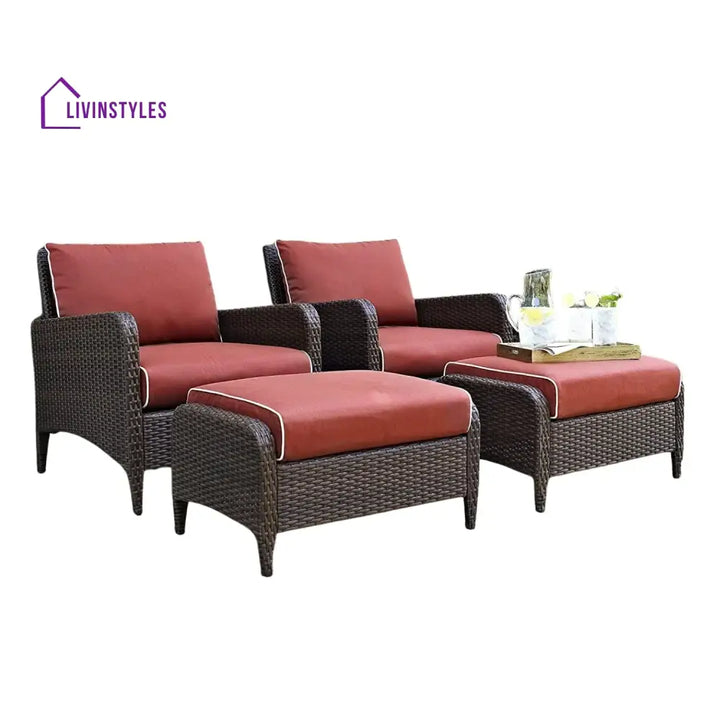 Gitali Outdoor 4 Piece Patio Wicker Furniture Set - Patio Sofa Set