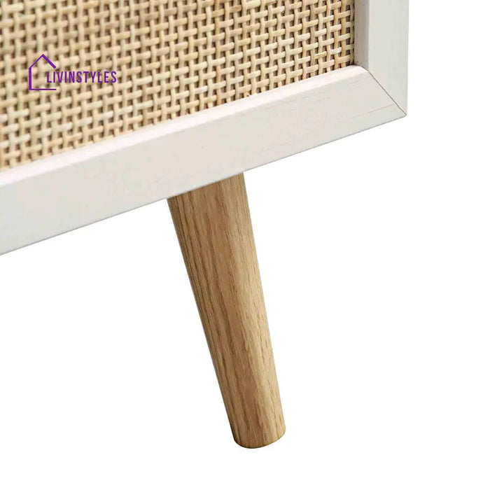 Frances Woven Rattan Tall Chest of 4 Drawers White Chest of Drawers