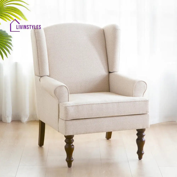 Gitali Solid Wood and Fabric Arm Chair | Living Room Chair | Lounge Chair