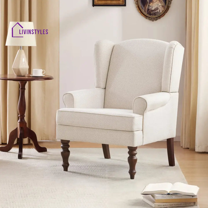 Gitali Solid Wood and Fabric Arm Chair | Living Room Chair | Lounge Chair