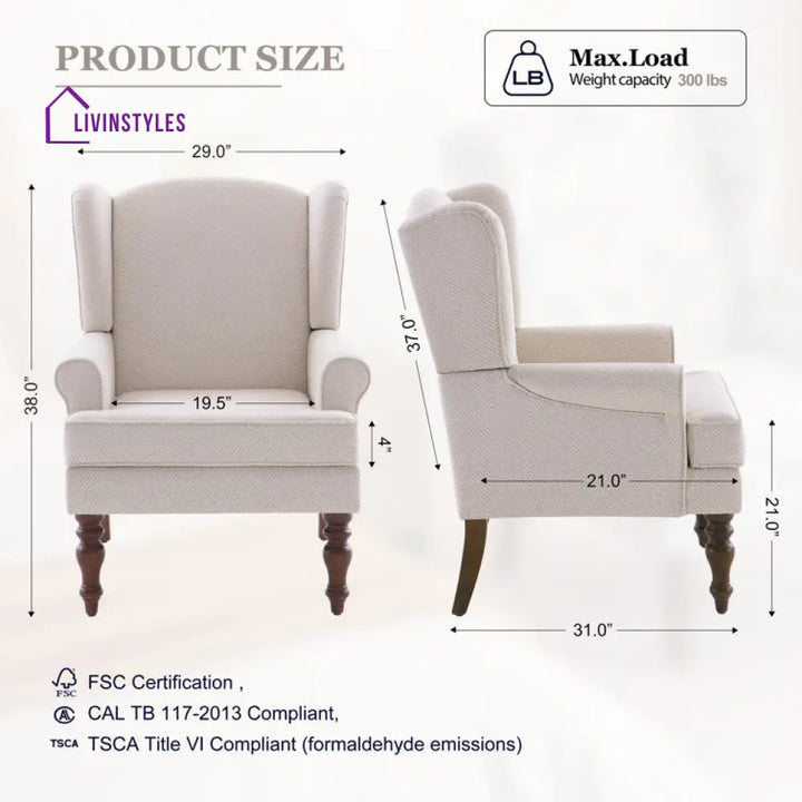 Gitali Solid Wood and Fabric Arm Chair | Living Room Chair | Lounge Chair